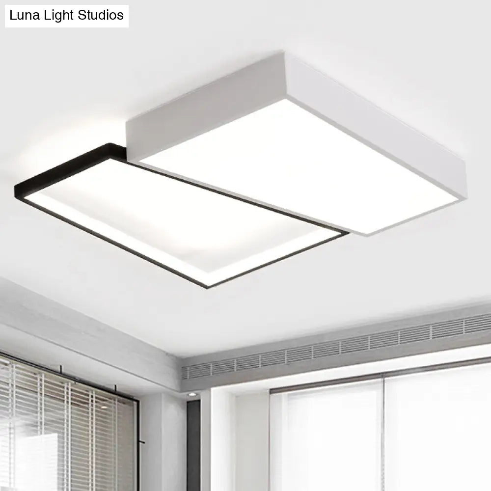 Sleek Trapezoid Flush Mount Led Metal Ceiling Light In White/Warm - 18/21.5 Wide