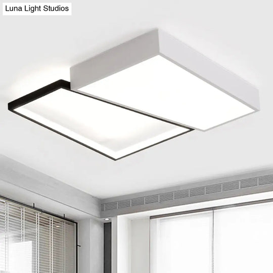 Sleek Trapezoid Flush Mount Led Metal Ceiling Light In White/Warm - 18/21.5 Wide