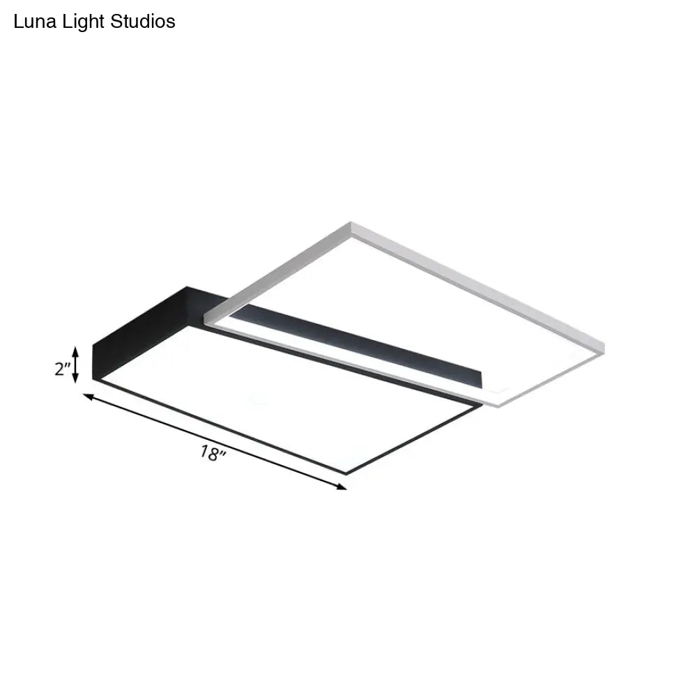 Sleek Trapezoid Flush Mount Led Metal Ceiling Light In White/Warm - 18/21.5 Wide