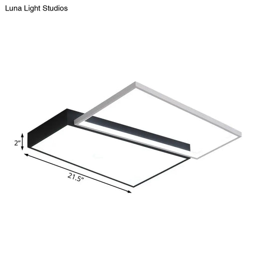 Sleek Trapezoid Flush Mount Led Metal Ceiling Light In White/Warm - 18’/21.5’ Wide