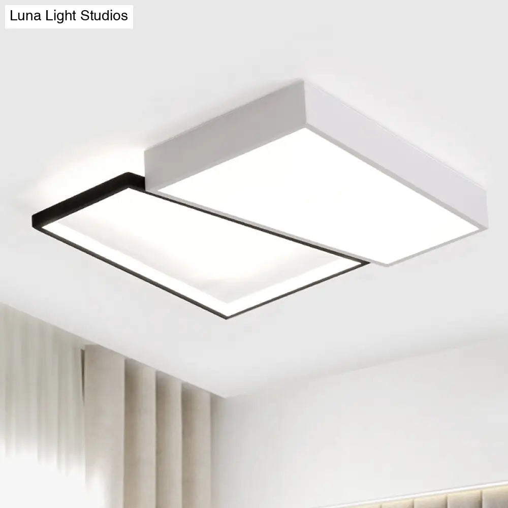 Sleek Trapezoid Flush Mount Led Metal Ceiling Light In White/Warm - 18/21.5 Wide White / 18