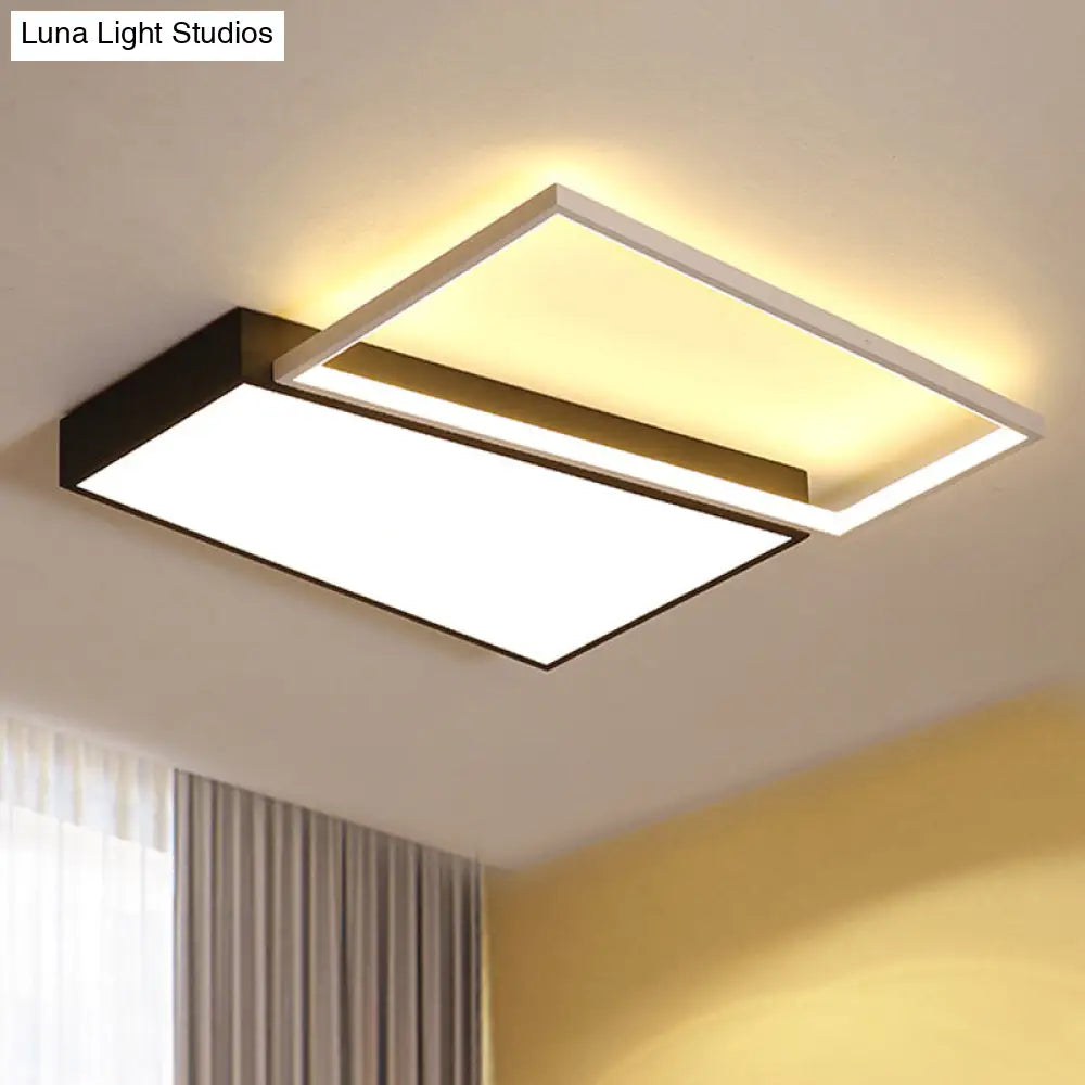 Sleek Trapezoid Flush Mount Led Metal Ceiling Light In White/Warm - 18/21.5 Wide