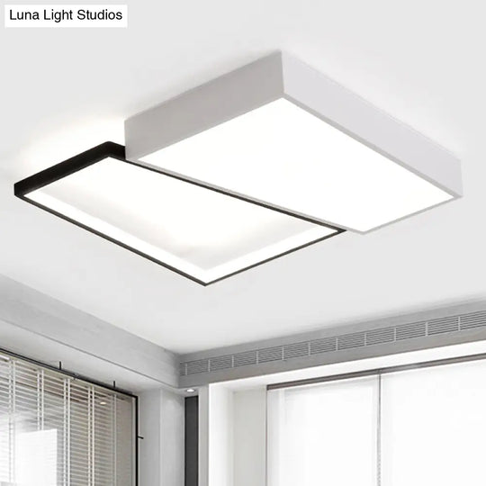 Sleek Trapezoid Flush Mount Led Metal Ceiling Light In White/Warm - 18’/21.5’ Wide