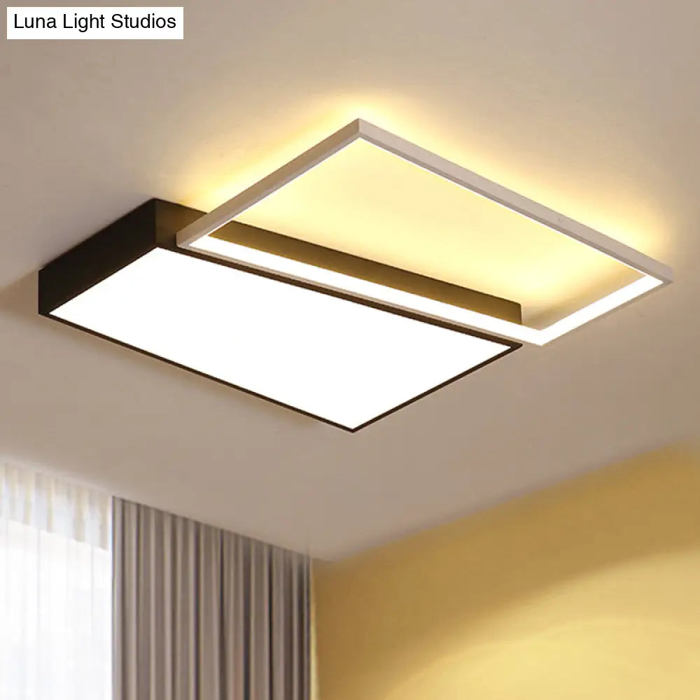 Sleek Trapezoid Flush Mount Led Metal Ceiling Light In White/Warm - 18’/21.5’ Wide