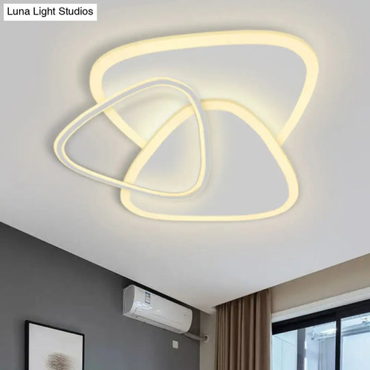 Sleek Triangle Shaped Flush Mount Light Modern Led Ceiling Fixture For Bedroom In White