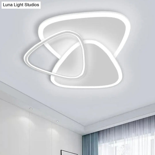 Sleek Triangle Shaped Flush Mount Light Modern Led Ceiling Fixture For Bedroom In White /