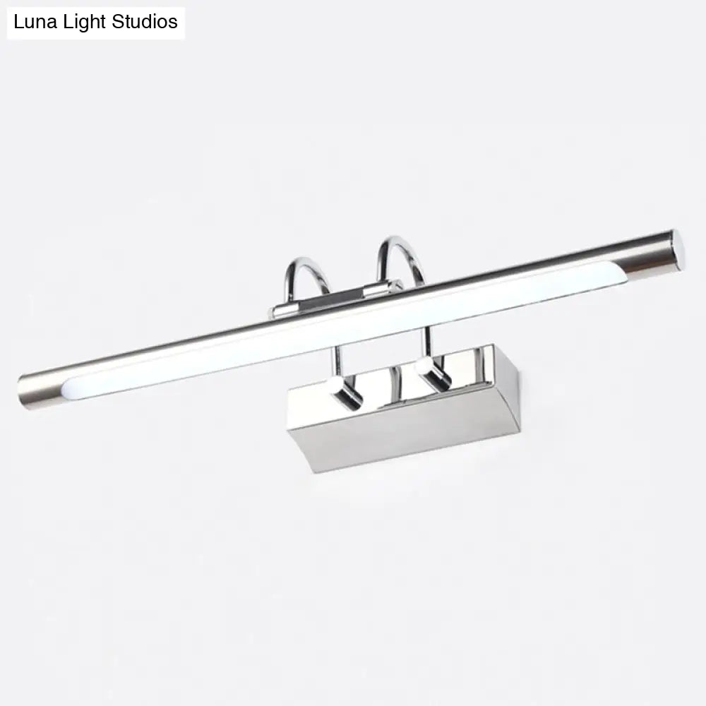 Sleek Tube Shaped Led Vanity Lamp: Stainless Steel Wall Mounted Chrome Finish