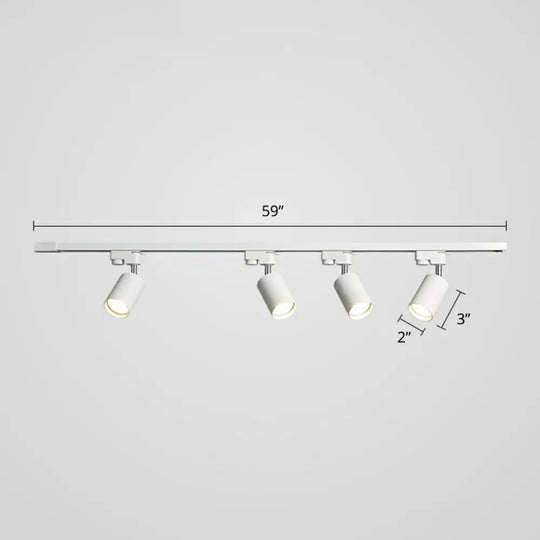 Sleek Tube Track Spotlight: Modern Metallic Semi Flush Ceiling Light For Bars 4 / White