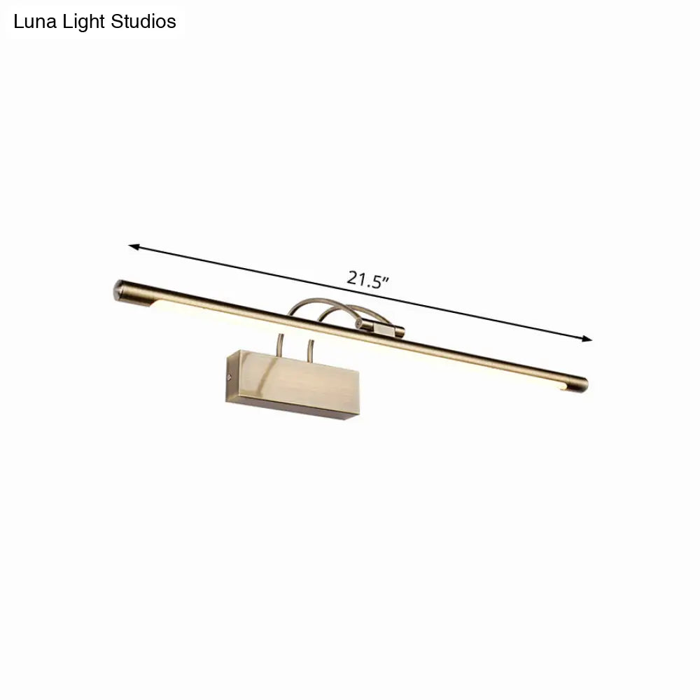 Sleek Tube Vanity Wall Light - Metal Led Bathroom Sconce In Nickel/Brushed Brass 18/21.5 Width