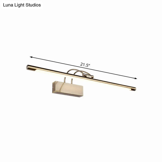 Sleek Tube Vanity Wall Light - Metal Led Bathroom Sconce In Nickel/Brushed Brass 18/21.5 Width