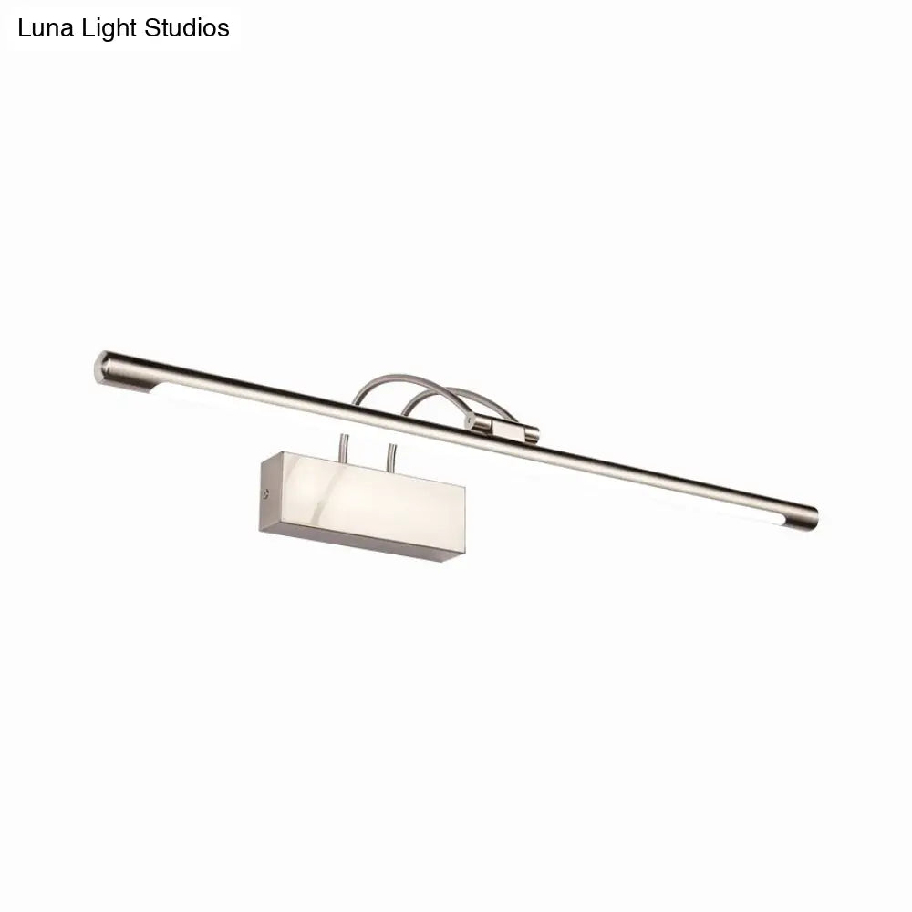 Sleek Tube Vanity Wall Light - Metal Led Bathroom Sconce In Nickel/Brushed Brass 18/21.5 Width