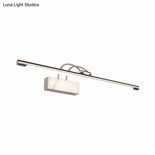 Sleek Tube Vanity Wall Light - Metal Led Bathroom Sconce In Nickel/Brushed Brass 18/21.5 Width