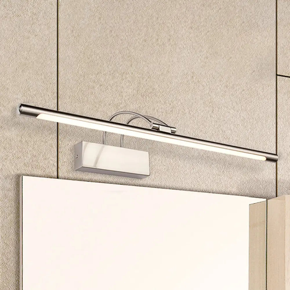 Sleek Tube Vanity Wall Light - Metal Led Bathroom Sconce In Nickel/Brushed Brass 18/21.5 Width