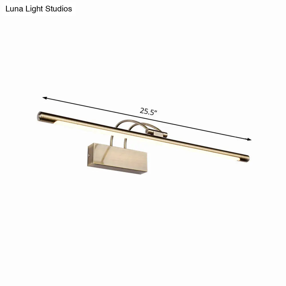 Sleek Tube Vanity Wall Light - Metal Led Bathroom Sconce In Nickel/Brushed Brass 18/21.5 Width