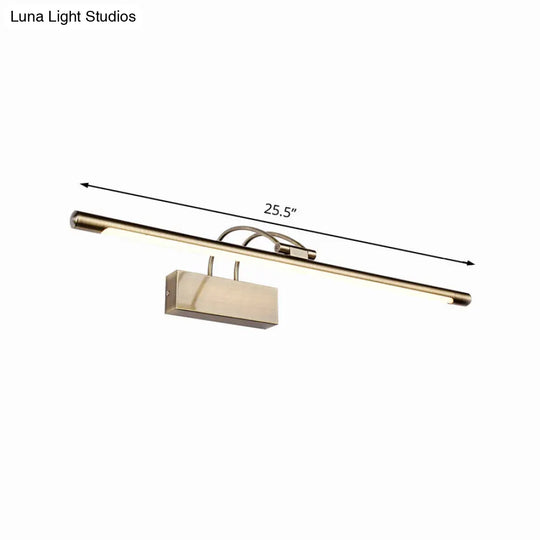 Sleek Tube Vanity Wall Light - Metal Led Bathroom Sconce In Nickel/Brushed Brass 18/21.5 Width