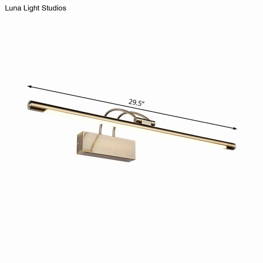 Sleek Tube Vanity Wall Light - Metal Led Bathroom Sconce In Nickel/Brushed Brass 18/21.5 Width