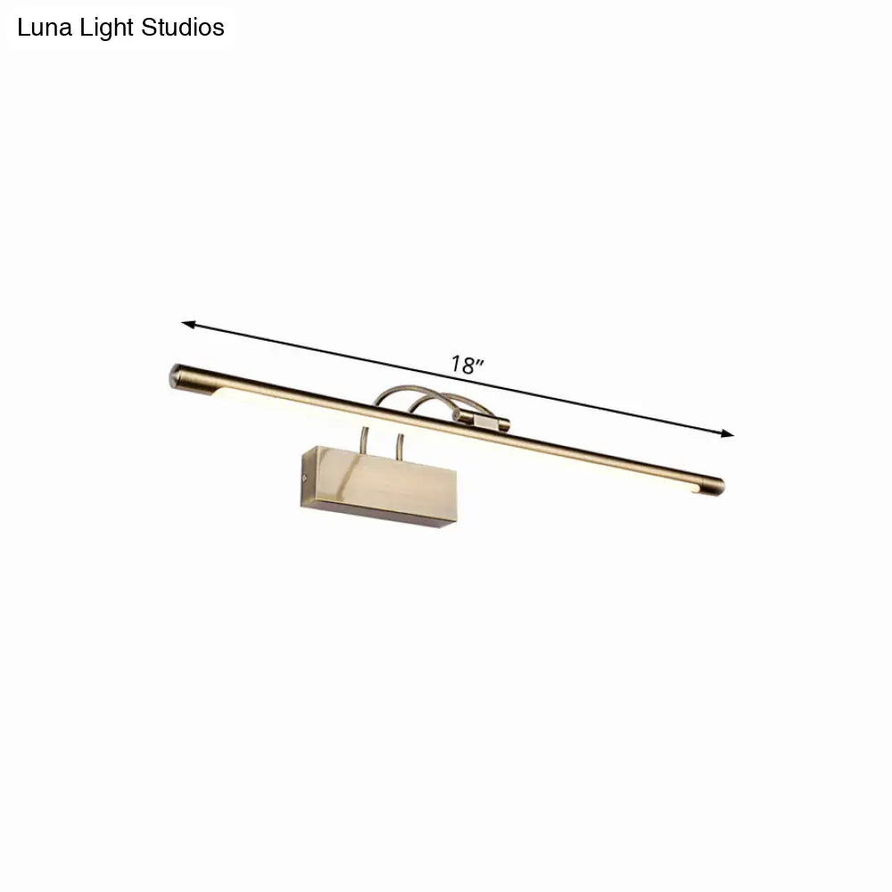 Sleek Tube Vanity Wall Light - Metal Led Bathroom Sconce In Nickel/Brushed Brass 18/21.5 Width