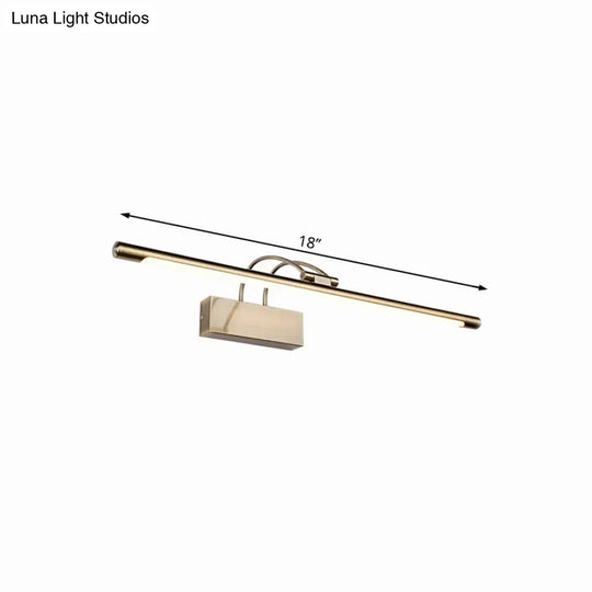 Sleek Tube Vanity Wall Light - Metal Led Bathroom Sconce In Nickel/Brushed Brass 18/21.5 Width