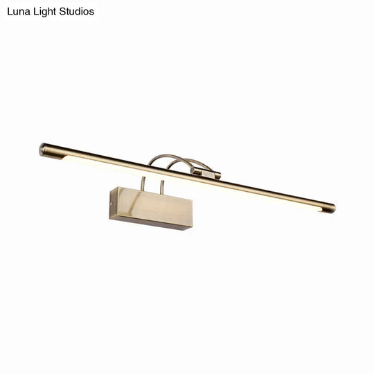 Sleek Tube Vanity Wall Light - Metal Led Bathroom Sconce In Nickel/Brushed Brass 18/21.5 Width