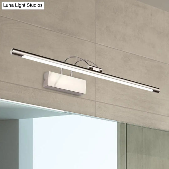 Sleek Tube Vanity Wall Light - Metal Led Bathroom Sconce In Nickel/Brushed Brass 18/21.5 Width