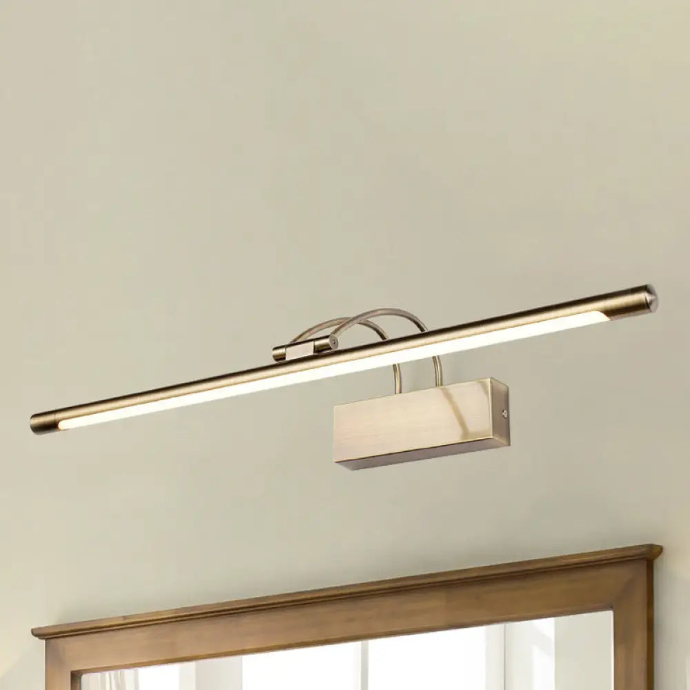 Sleek Tube Vanity Wall Light - Metal Led Bathroom Sconce In Nickel/Brushed Brass 18/21.5 Width