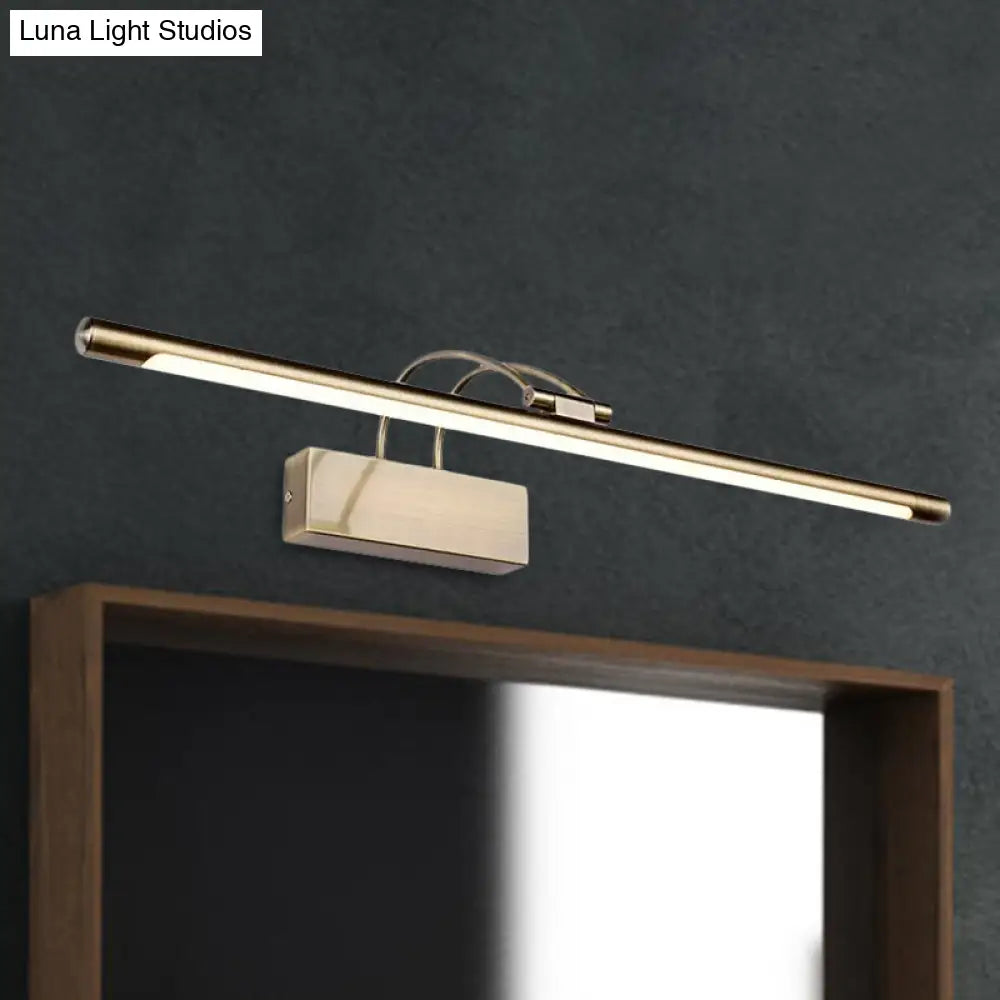 Sleek Tube Vanity Wall Light - Metal Led Bathroom Sconce In Nickel/Brushed Brass 18/21.5 Width