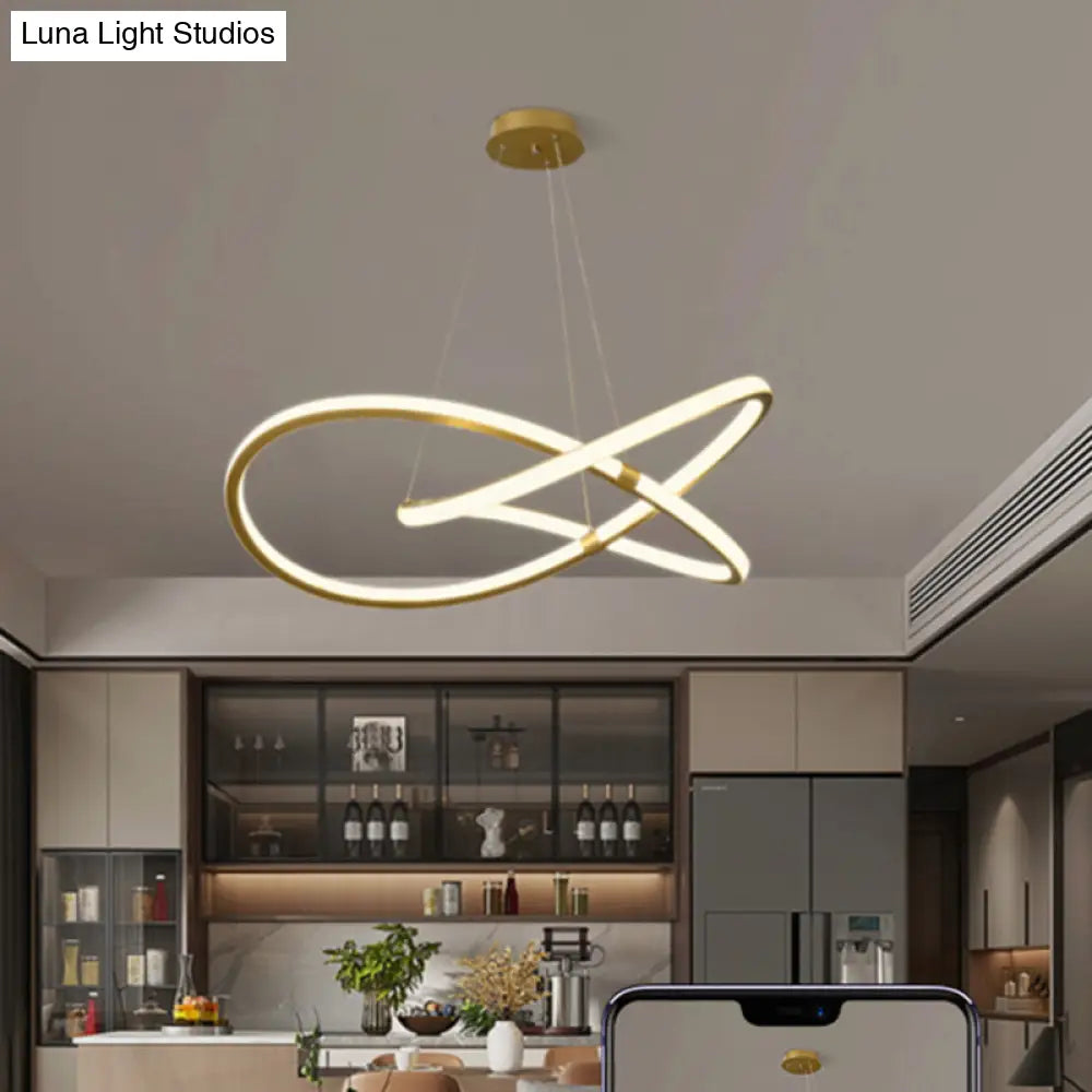 Sleek Twist Led Pendant Lamp: Minimalist Aluminum Chandelier For Living Room