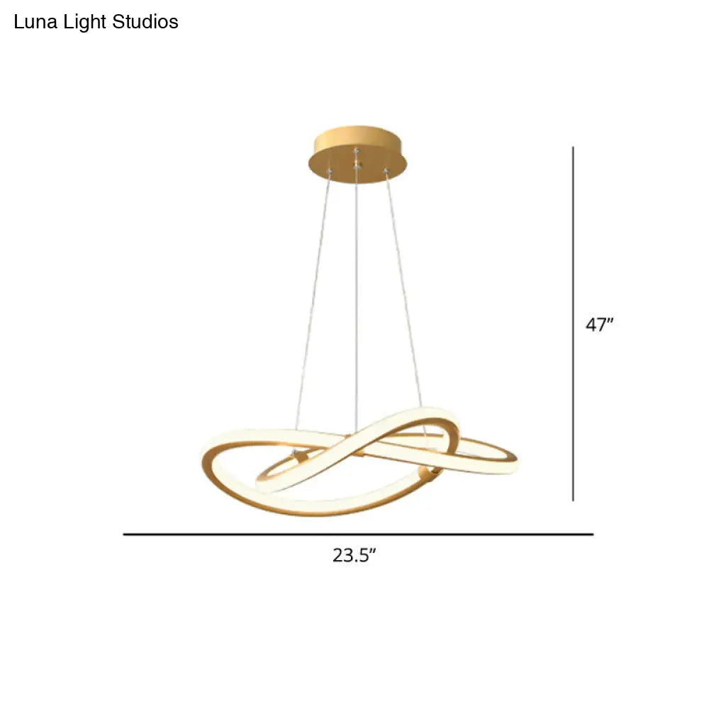 Modern Led Pendant Lamp - Minimalist Twist Design For Living Room Chandelier Brass / 23.5