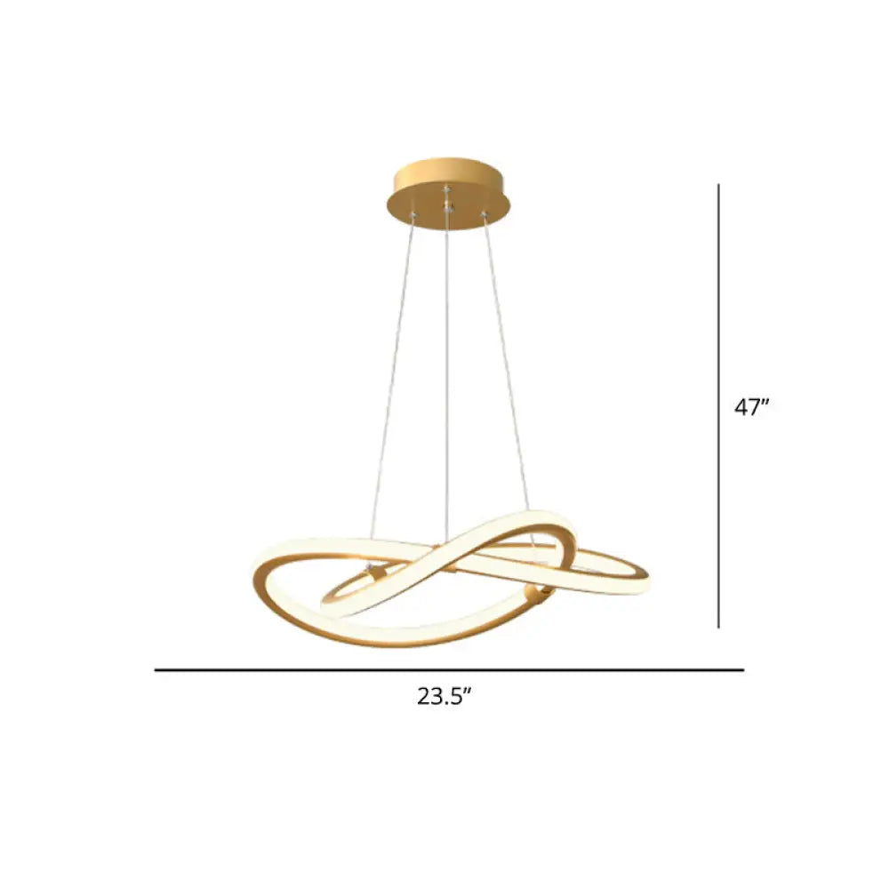 Sleek Twist Led Pendant Lamp: Minimalist Aluminum Chandelier For Living Room Brass / 23.5’