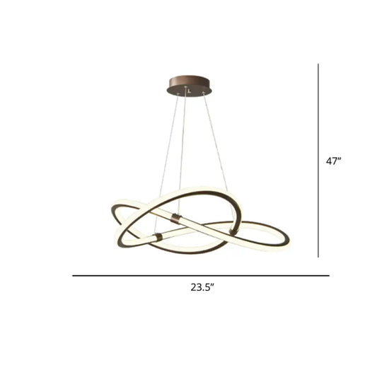 Sleek Twist Led Pendant Lamp: Minimalist Aluminum Chandelier For Living Room Brown / 23.5’