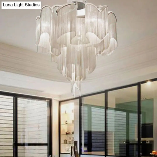 Sleek Twisted Aluminum Led Ceiling Light: Semi - Flush Contemporary Living Room Fixture