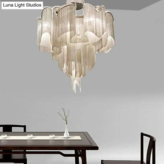 Sleek Twisted Aluminum Led Ceiling Light: Semi-Flush Contemporary Living Room Fixture