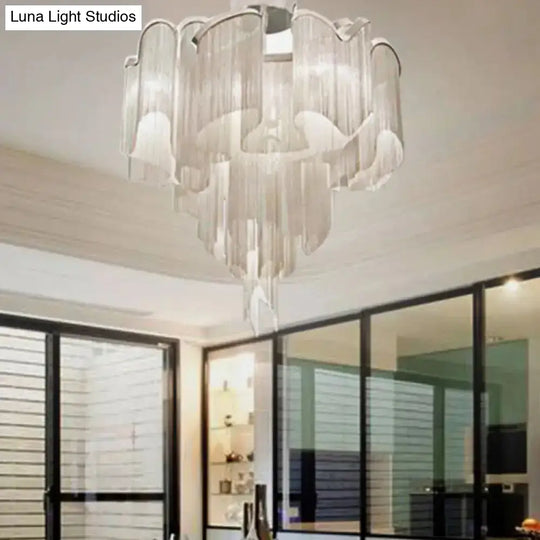 Sleek Twisted Aluminum Led Ceiling Light: Semi-Flush Contemporary Living Room Fixture