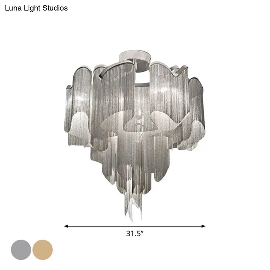 Sleek Twisted Aluminum Led Ceiling Light: Semi-Flush Contemporary Living Room Fixture