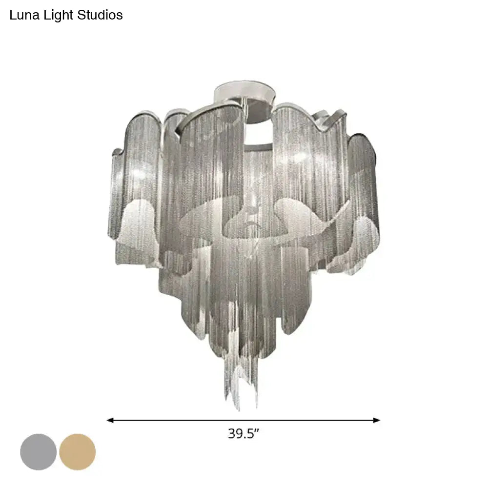 Sleek Twisted Aluminum Led Ceiling Light: Semi-Flush Contemporary Living Room Fixture