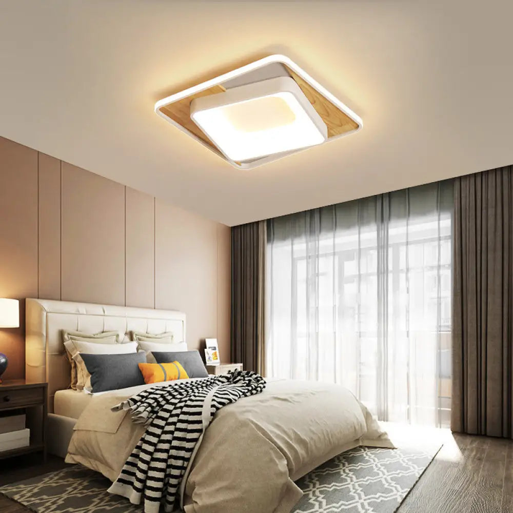 Sleek White Acrylic Led Ceiling Lamp For Bedroom Foyer - Modern Flush Mount / 16’