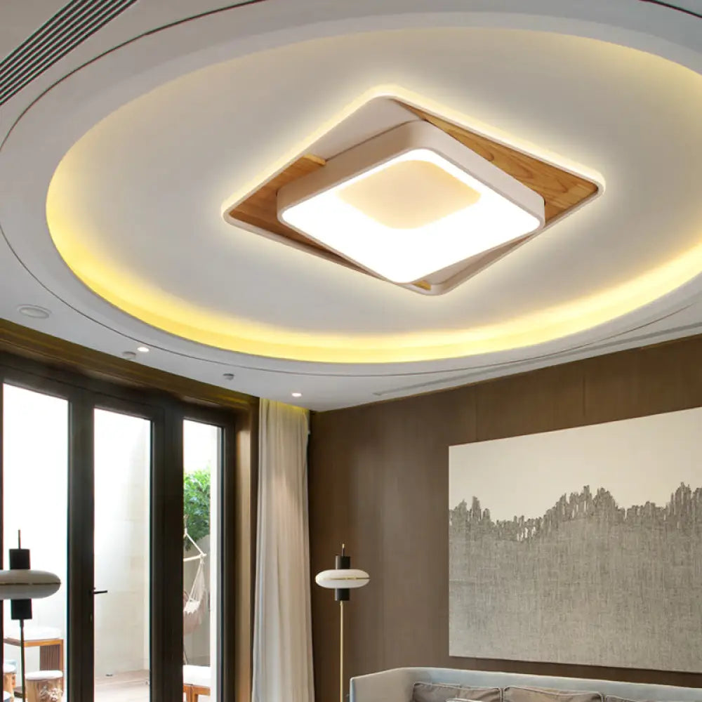 Sleek White Acrylic Led Ceiling Lamp For Bedroom Foyer - Modern Flush Mount / 19.5’