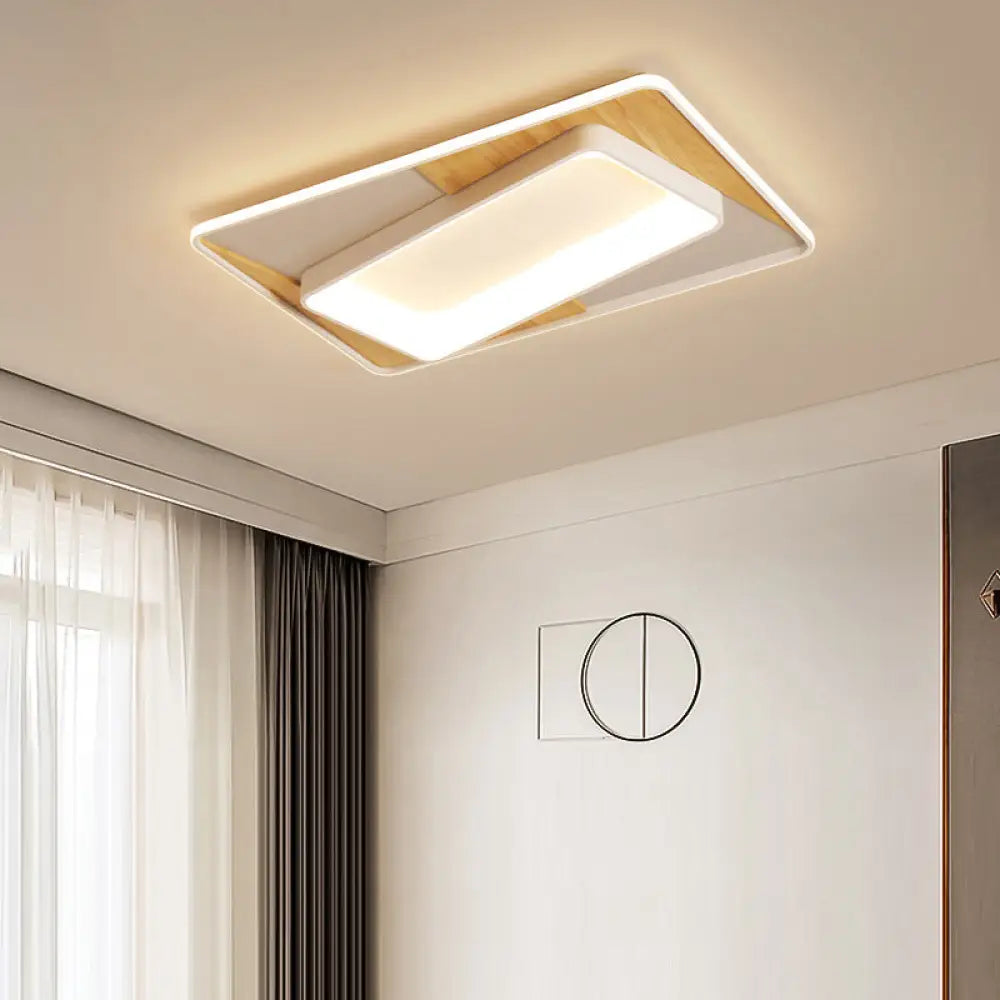 Sleek White Acrylic Led Ceiling Lamp For Bedroom Foyer - Modern Flush Mount / 35.5’
