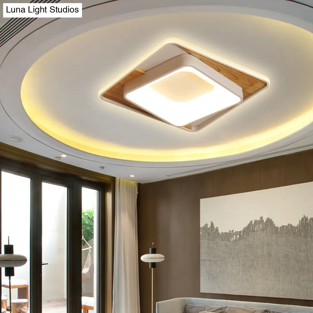 Sleek White Acrylic Led Ceiling Lamp For Bedroom Foyer - Modern Flush Mount / 19.5