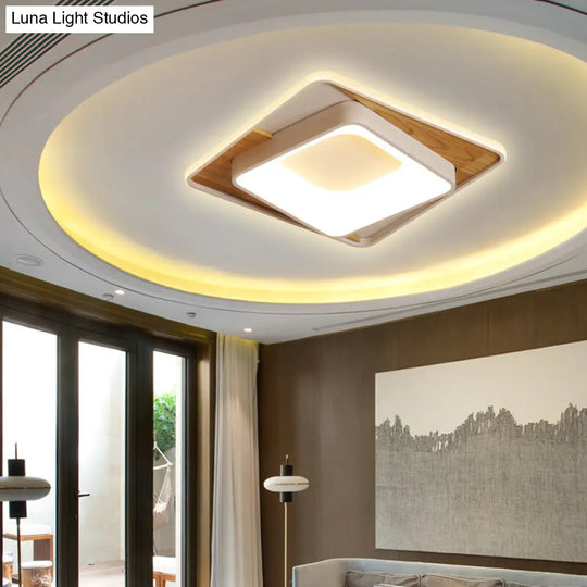 Sleek White Acrylic Led Ceiling Lamp For Bedroom Foyer - Modern Flush Mount / 19.5