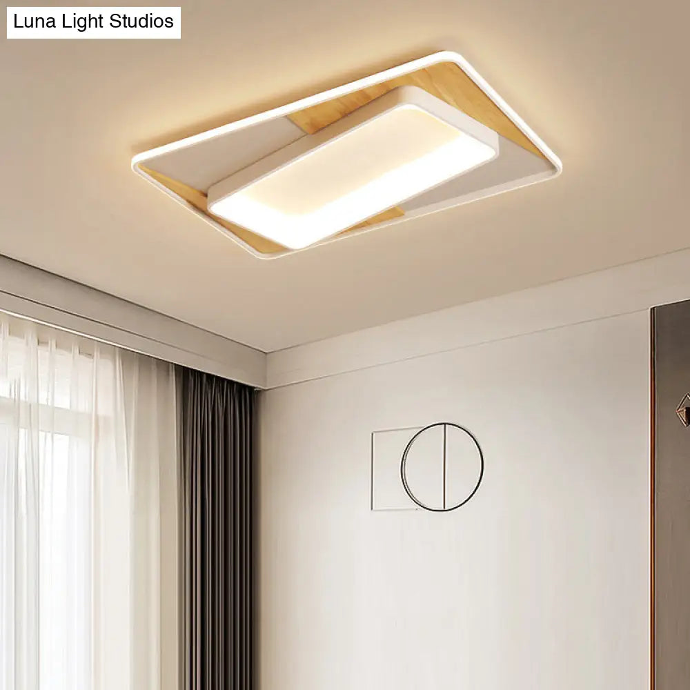 Sleek White Acrylic Led Ceiling Lamp For Bedroom Foyer - Modern Flush Mount / 35.5