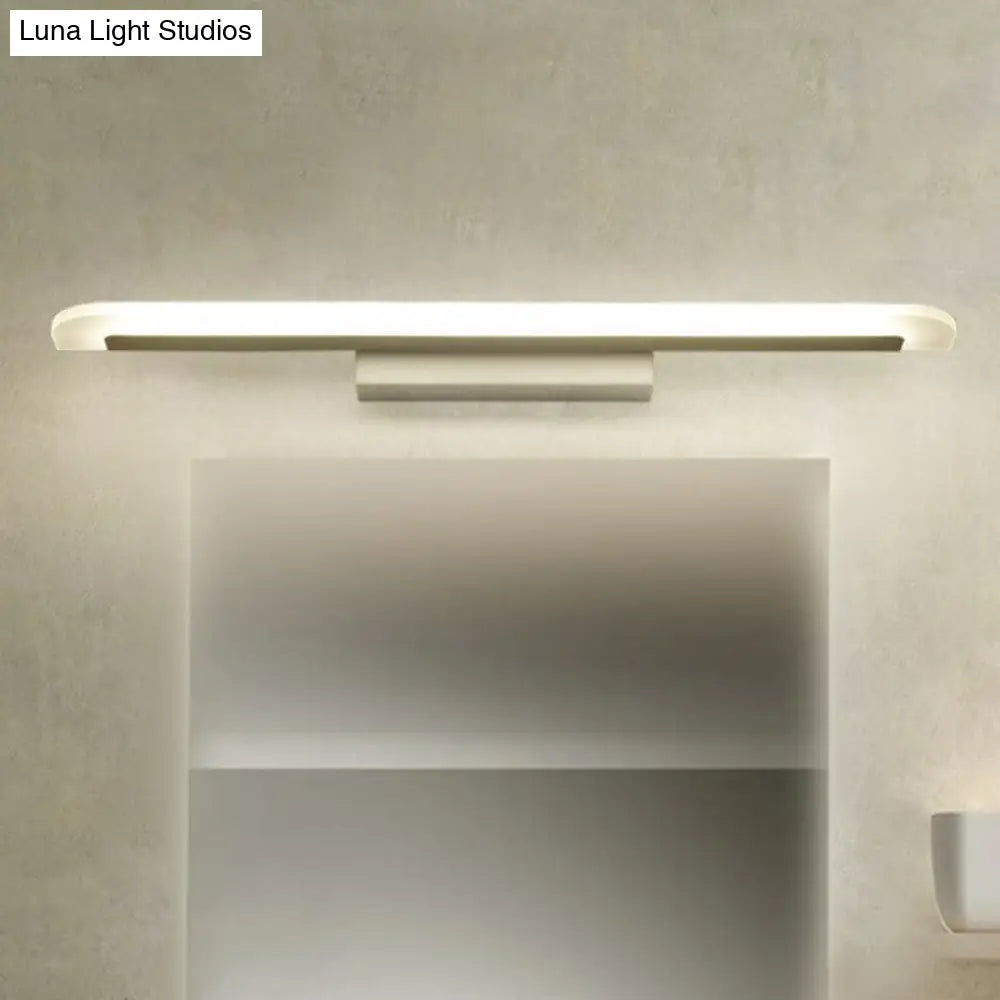 Sleek White Acrylic Led Vanity Light Fixture - Linear Bathroom Sconce With Simplicity Design