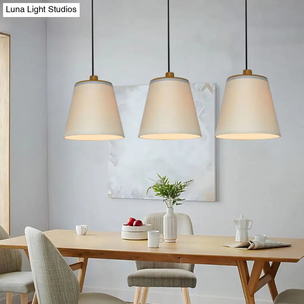 Sleek White Bucket Fabric Ceiling Pendant Light - Simplicity 1-Light Dining Room Hanging Lamp