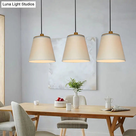 Sleek White Bucket Fabric Ceiling Pendant Light - Simplicity 1-Light Dining Room Hanging Lamp