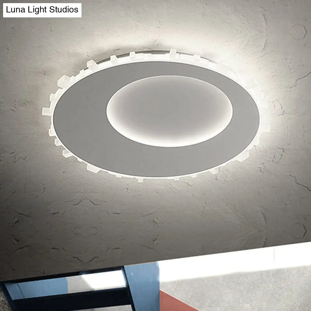 Sleek White Circle Flush Mount Led Ceiling Light Fixture - Minimalist Acrylic Design Warm