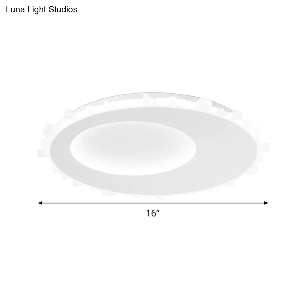 Sleek White Circle Flush Mount Led Ceiling Light Fixture - Minimalist Acrylic Design Warm