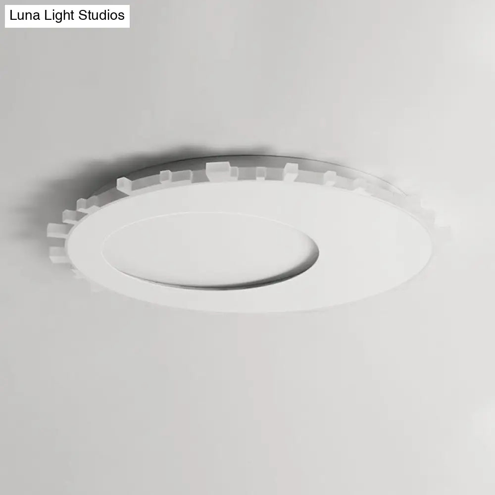 Sleek White Circle Flush Mount Led Ceiling Light Fixture - Minimalist Acrylic Design Warm