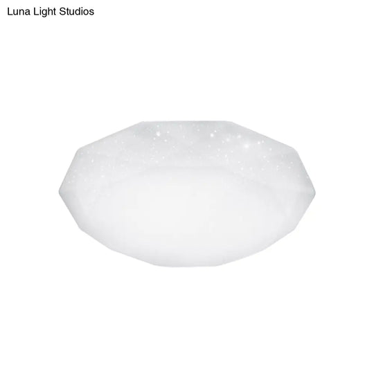 Sleek White Diamond Ceiling Fixture W/ Integrated Led Flush Mount For Living Room - Acrylic Shade In