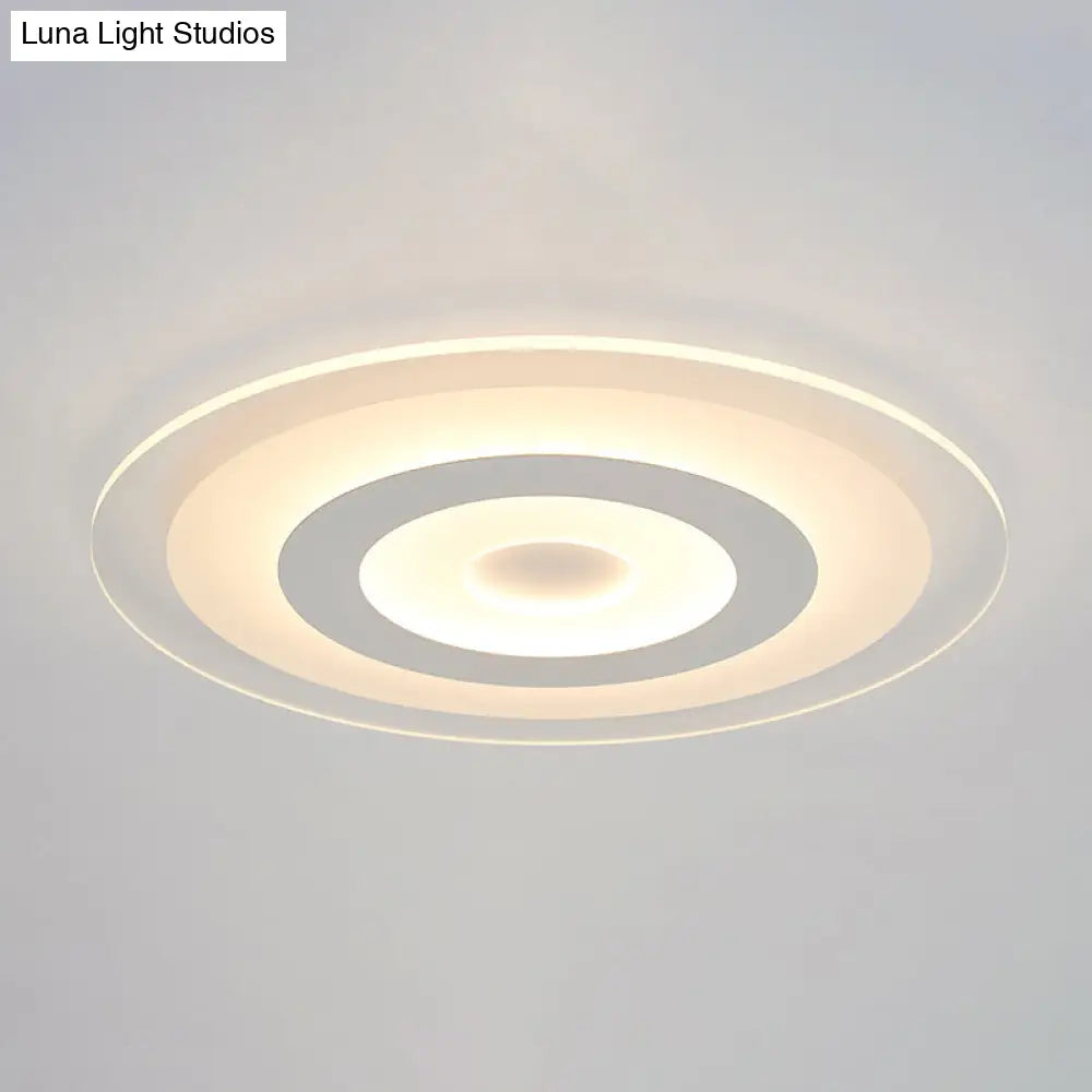 Sleek White Disc Foyer Flush Light With Acrylic Simplicity - Led Mount Ceiling Fixture