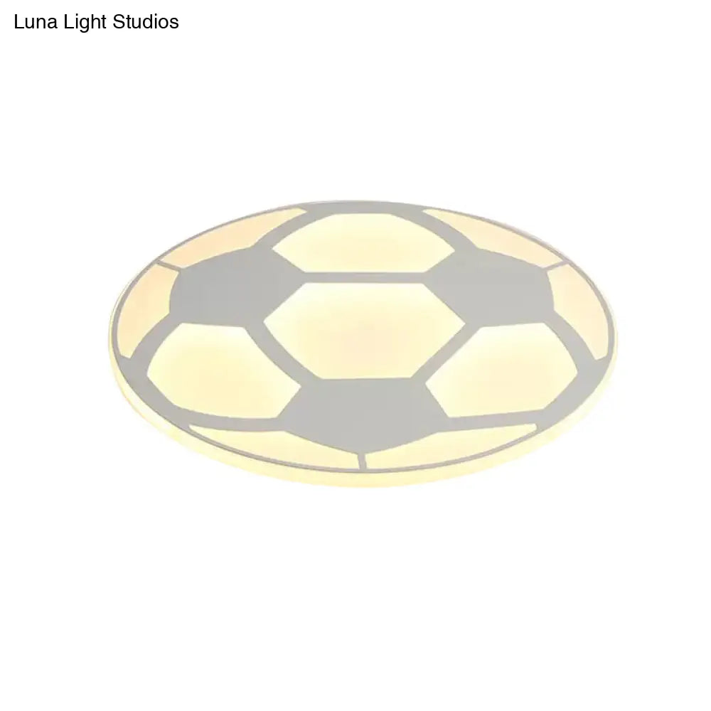 Sleek White Flush Mount Soccer Ceiling Light For Kid’s Bedroom